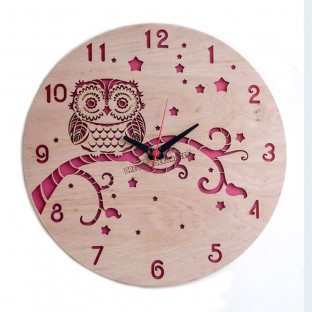 Wooden wand clock Owl